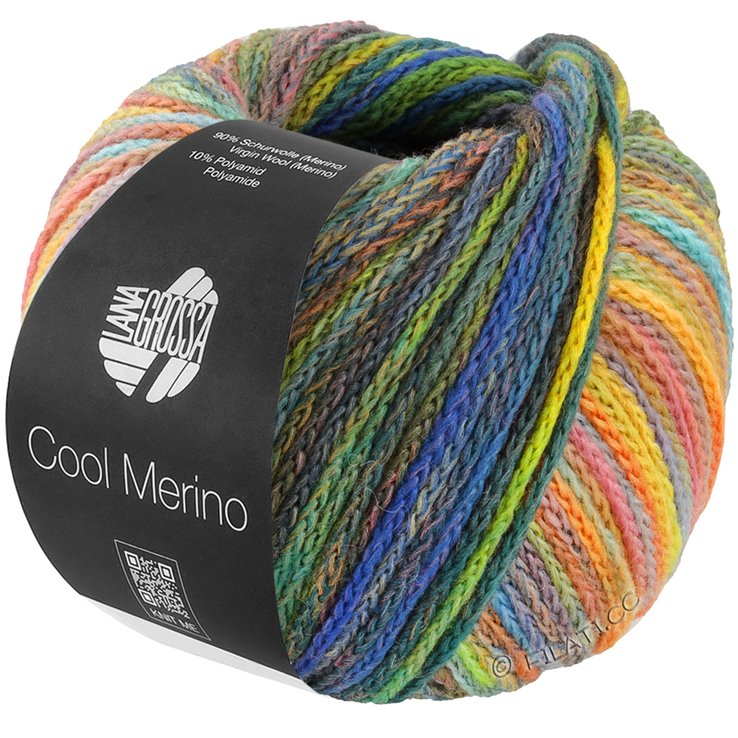COOL MERINO Color - von Lana Grossa | 311-Grün/Gelb/Blau/Petrol/Dunkeloliv/Ocker/Flieder/Pink