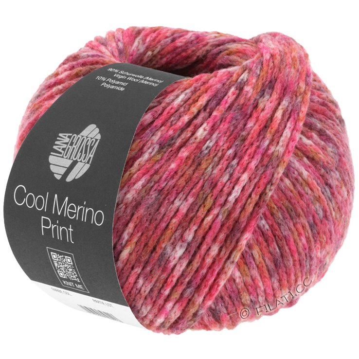COOL MERINO Print - von Lana Grossa | 101-Dunkelrot/Grau/Rosa/Rot