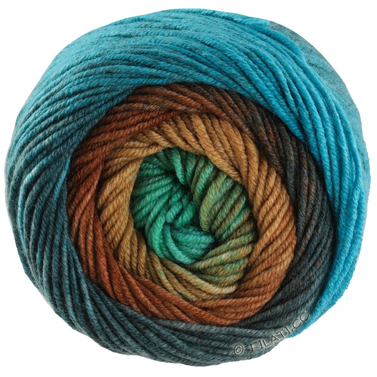Lana Grossa COOL WOOL Big Color | 4033-Jade/Lehmbraun/Dunkelbraun/Dunkelpetrol/Helles Petrol