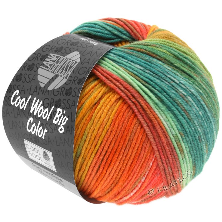 COOL WOOL Big Color - von Lana Grossa | 4001-Honiggelb/Mandarin/Lachsrot/Khaki/Hellgrün/Petrol