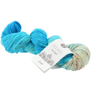 COOL WOOL  Hand-dyed - von Lana Grossa | 110-Azurblau/Hellblau/Rohweiß/Fuchsia