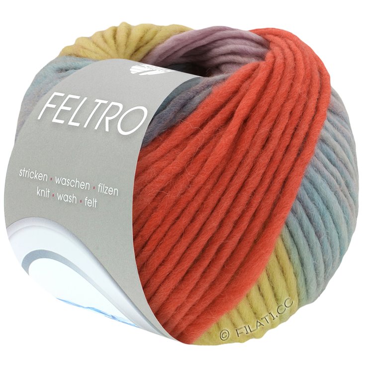 FELTRO Arco - von Lana Grossa | 441-Rot/Graublau/Limette/Mauve/Dunkelbraun
