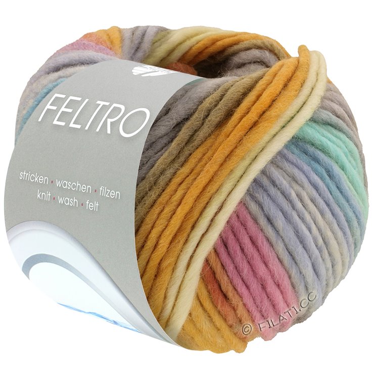 FELTRO Bosco - von Lana Grossa | 721-Vanille/Hellgrau/Dottergelb/Orange/Rosa/Hellblau/Türkis/Graubeige