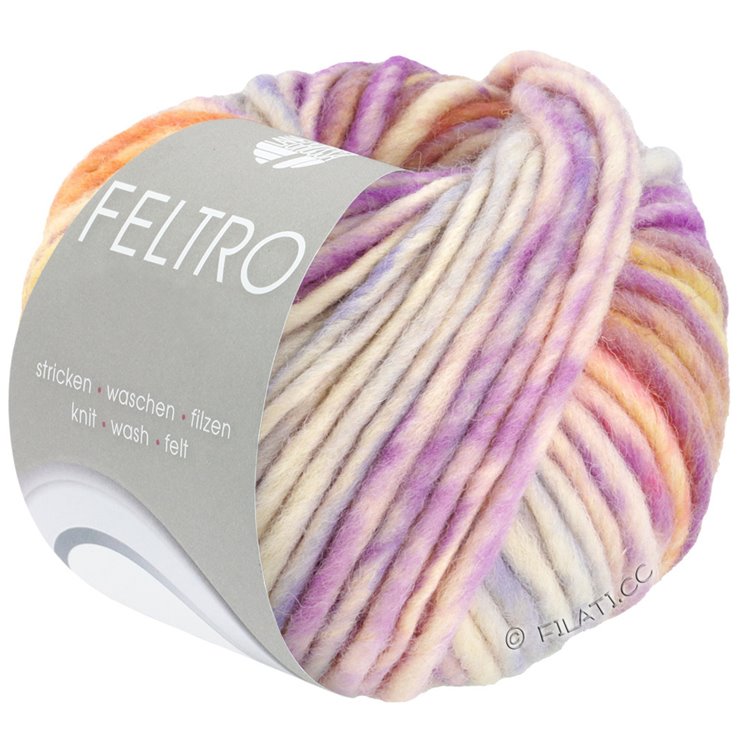 FELTRO Rigato - von Lana Grossa | 621-Rohweiß/Violett/Rosa/Beige