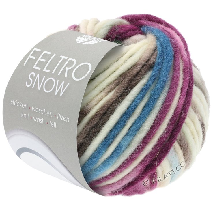 FELTRO Snow - von Lana Grossa | 451-Rohweiß/Petrol/Marine/Dunkelviolett/Graubraun