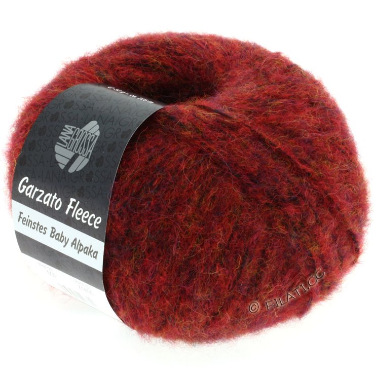 GARZATO Fleece Uni/Print/Dégradé - von Lana Grossa | 001-Rot/Schwarz