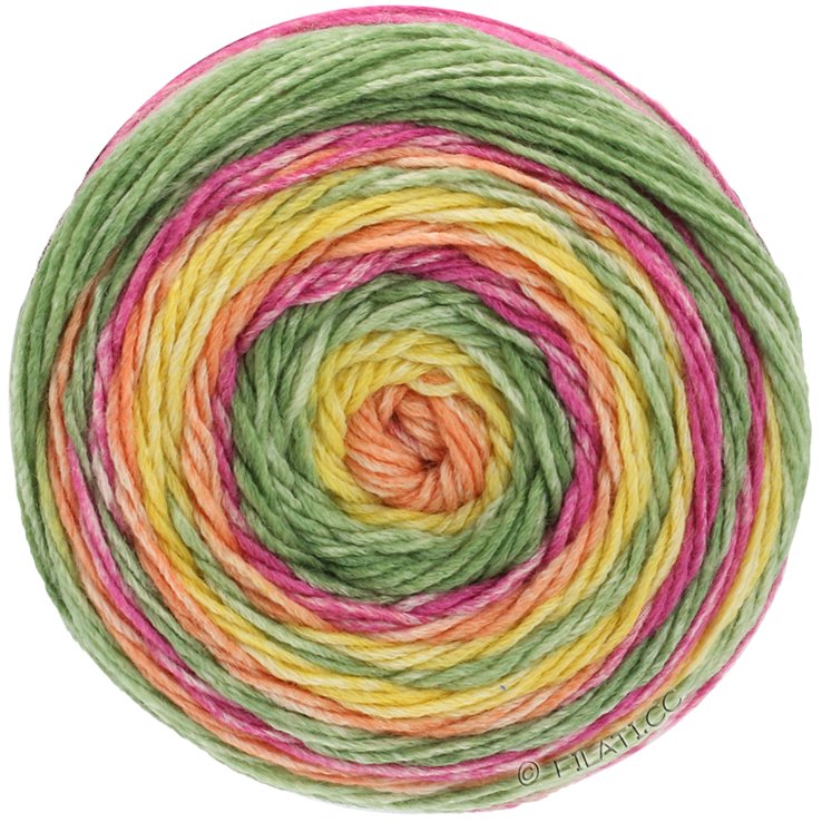 GOMITOLO MEILENWEIT - von Lana Grossa | 4011-Gelb/Orange/Hellgrün/Pink/Ecru/Lachs