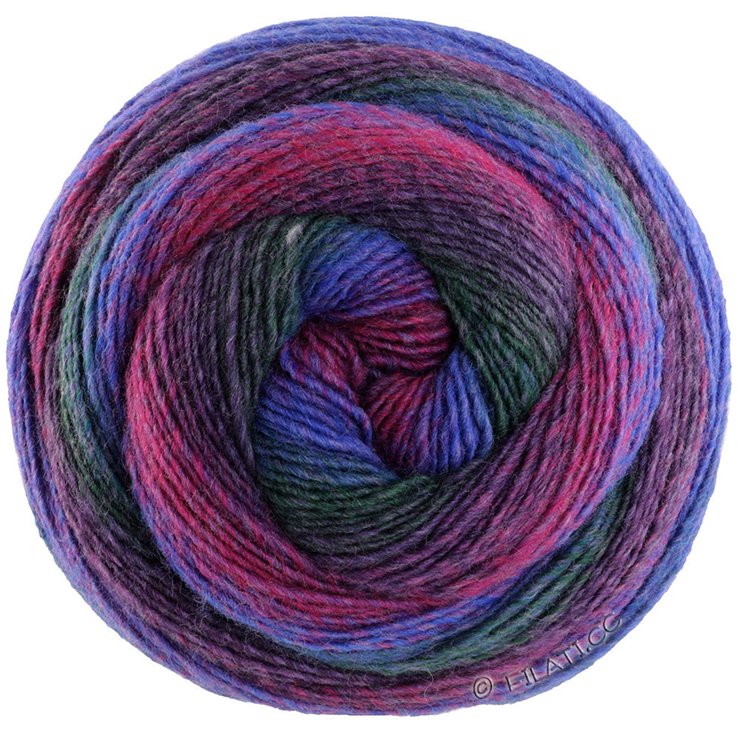 Lana Grossa GOMITOLO VERSIONE | 454-Tintenblau/Rotviolett/Dunkelviolett/Fuchsia/Waldgrün