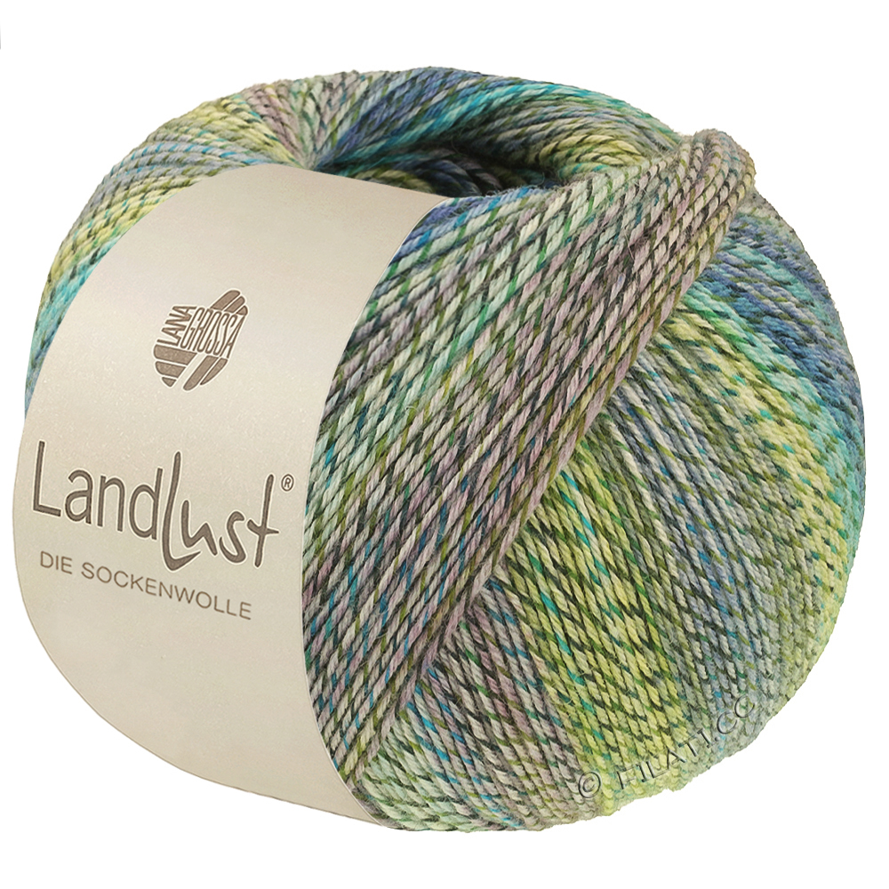 LANDLUST DIE SOCKENWOLLE PRINT - von Lana Grossa | 221-Limette/Helloliv/Dunkeloliv/Hellgrau/Hellblau/Türkis/Jade/Blau meliert
