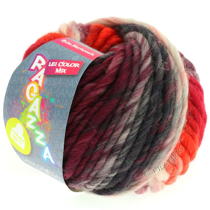 LEI Mouliné/Color Mix/Spray (Auslauffarben) - von Lana Grossa | 153-Dunkelgrau/Rot/Rosé