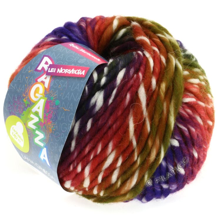 Lana Grossa LEI Norwegia (Ragazza) | 701-Lila/Natur/Rosenholz/Oliv