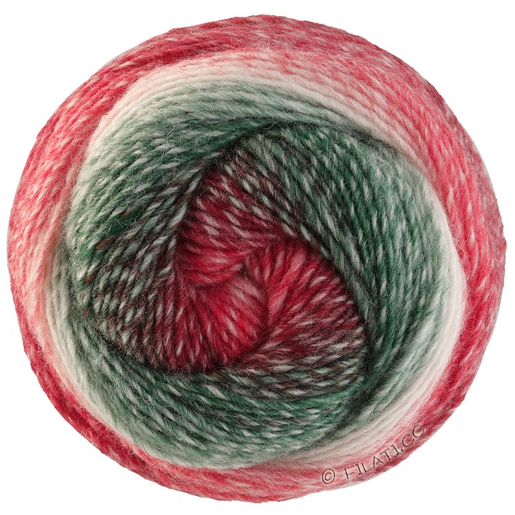 GOMITOLO (Christmas Edition) - von Lana Grossa | 114-Rot/Ecru/Weißgrün/Dunkelgrün/Brombeer/Weißrot