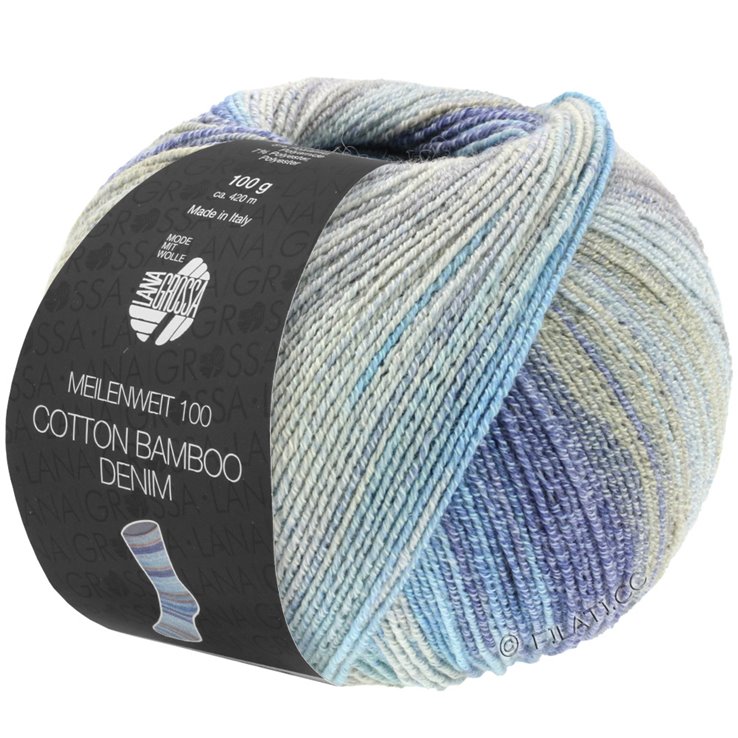 MEILENWEIT 100g Cotton Bamboo Denim - von Lana Grossa | 3311-Silbergrau/Hellgrau/Grau/Hellbeige/Hellblau/Dunkelblau