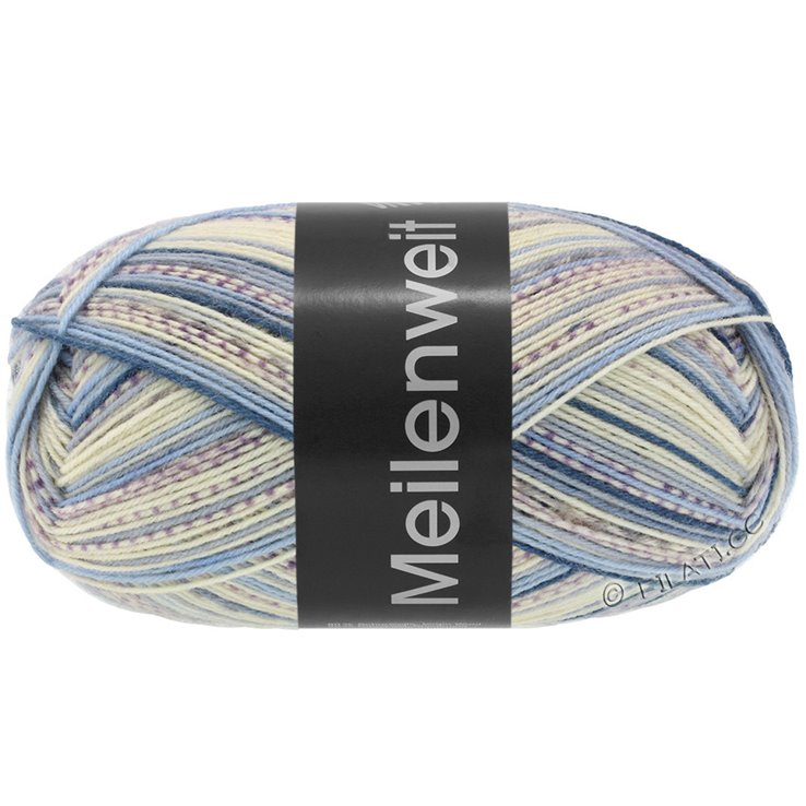 MEILENWEIT 100g Blue Denim Mix - von Lana Grossa | 4601-Veilchenblau/Ecru/Hellgrau/Mittelgrau/Graubraun/Schwarzblau