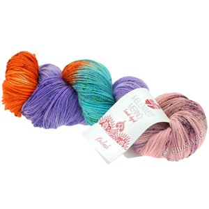 MEILENWEIT 100g Merino Hand-dyed - von Lana Grossa | 309-Orange/Blauviolett/Mint/Gelbgrün/Rosa/Pink/Hellblau