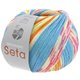 MEILENWEIT 100g Seta Adriana - von Lana Grossa | 3246-Hellblau/Weiß/Orange/Limette/Pink