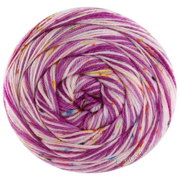 Lana Grossa MEILENWEIT 100g SPOTS | 7042-Lila/Orchidee/Ecru/Türkis/Petrol/Gelb