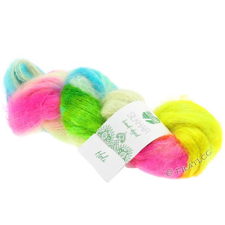 SILKHAIR Hand-dyed - von Lana Grossa | 601-Blassgrau/Blassrosa/Zitrusgelb/Gelbgrün/Pink/Dunkelgrün/Zyklam/Petrol