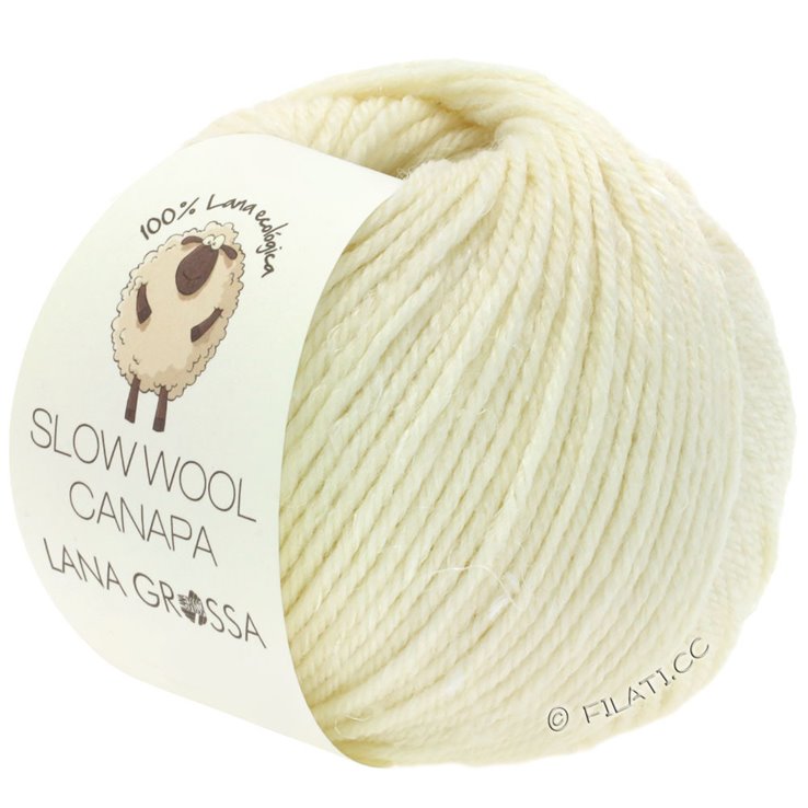 SLOW WOOL CANAPA - von Lana Grossa | 01-Rohweiß