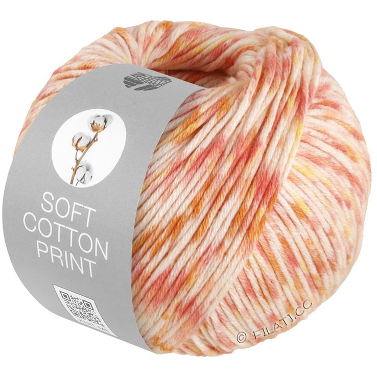 SOFT COTTON PRINT - von Lana Grossa | 121-Ecru/Zartgelb/Lachs