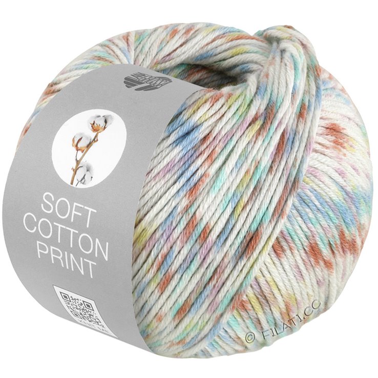 SOFT COTTON PRINT - von Lana Grossa | 123-Ecru/Blassgelb/Hellbraun/Türkis