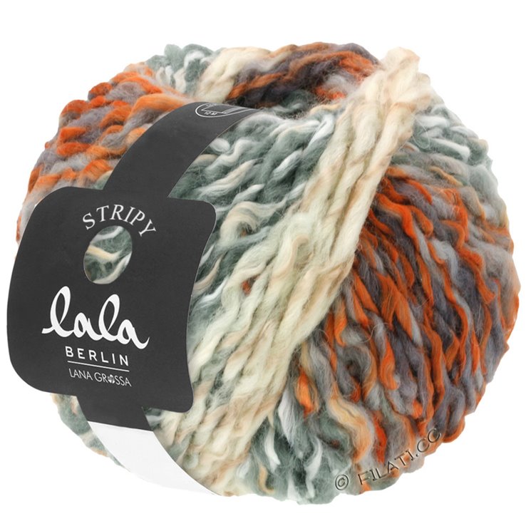 STRIPY (lala BERLIN) - von Lana Grossa | 01-Weiß/Grau/Rost/Orange/Dunkelgrau