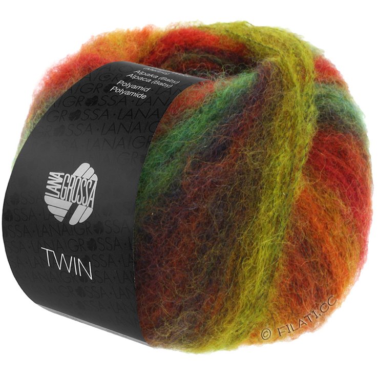 TWIN 25g - von Lana Grossa | 102-Rot/Grün/Braun/Violett