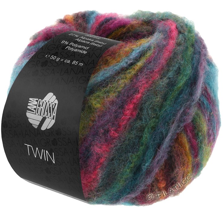 TWIN 50g - von Lana Grossa | 201-Graublau/Pink/Oliv/Dunkelgrün/Lila/Ocker/Graugrün/Petrol