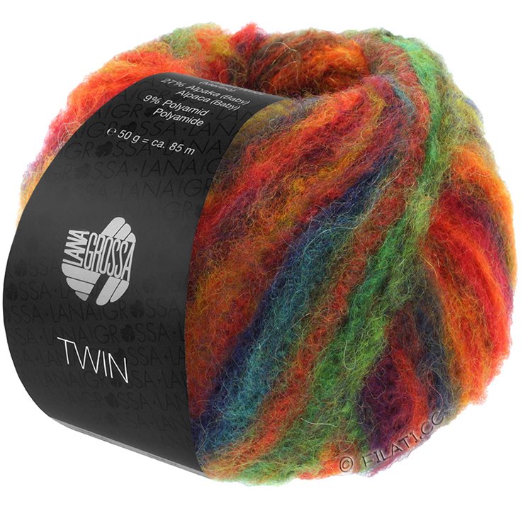 TWIN 50g - von Lana Grossa | 202-Hellgrün/Dunkelgrün/Rot/Orange/Dunkelrot/Dunkelbraun
