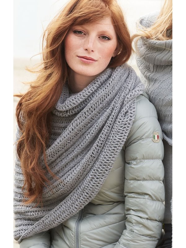 Lana Grossa QUER GESTREIFTE LOCH-STOLA Cool Wool Alpaca