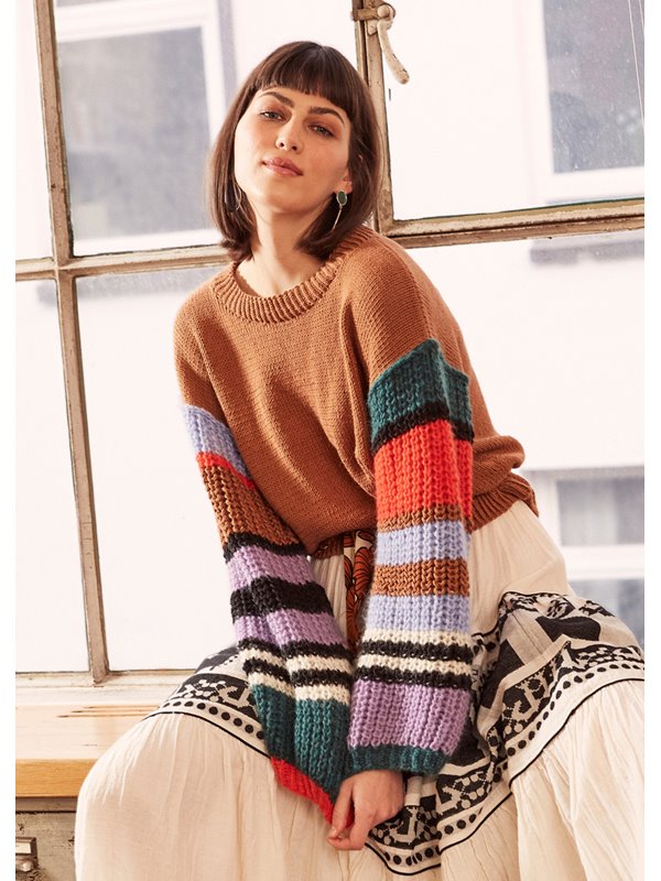 PULLOVER MIT STREIFENÄRMELN Brigitte No. 2 & 4 von Lana Grossa