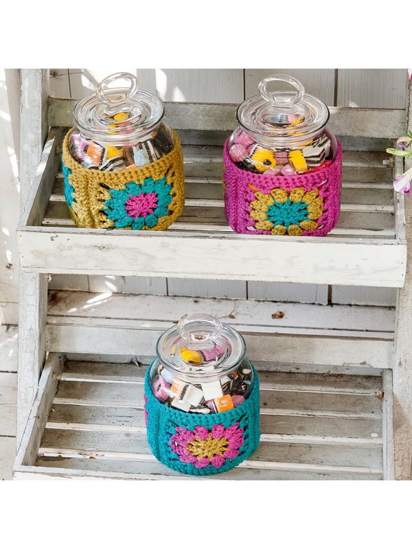 Lana Grossa 3 GLÄSERHÜLLEN AUS HÄKELQUADRATEN Bingo