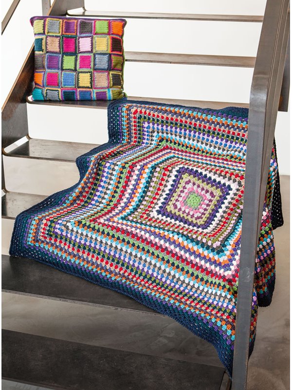 Lana Grossa KISSENHÜLLE MIT RECHTECKEN BINGO Melange (GOTS)