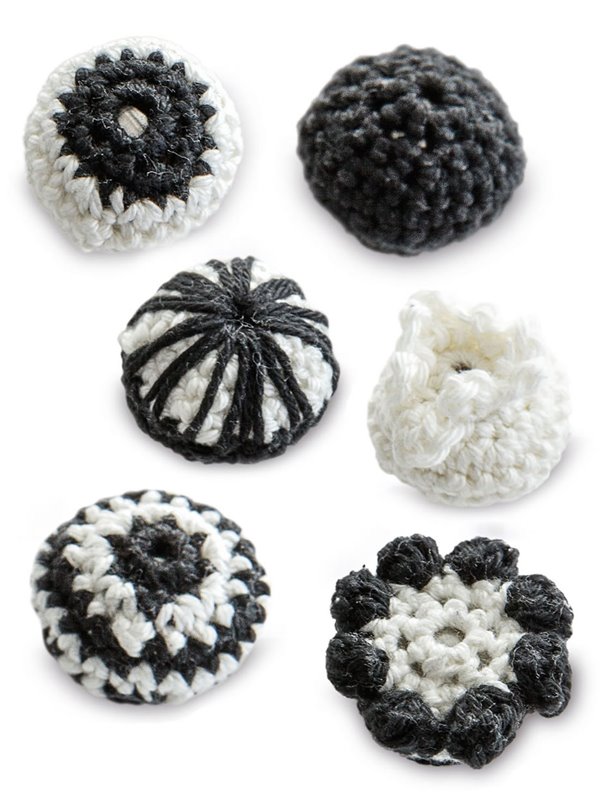 Lana Grossa SECHS UMHÄKELTE MÖBELKNÖPFE Cotone