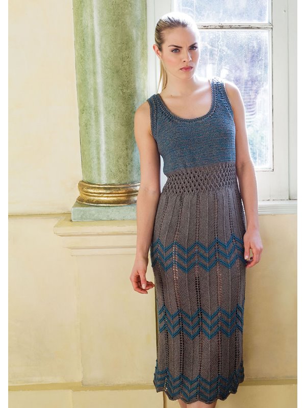 Lana Grossa KLEID MIT ZACKEN- UND GITTERLOCHMUSTER Linarte