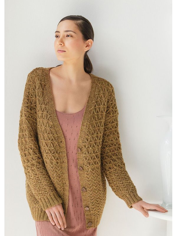 JACKE IN VERKREUZTEN HEBEMASCHENMUSTERN Alta Moda Alpaca von Lana Grossa