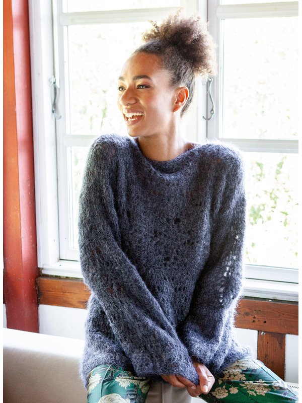 PULLI IM LOCH-NOPPENMUSTER MIT MOTIVEN Silkhair von Lana Grossa