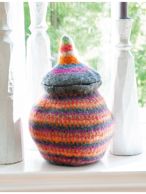 Lana Grossa DOSE MIT DECKEL IN FESTEN MASCHEN UND LUFTMASCHEN Feltro