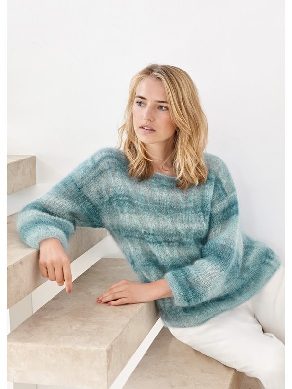 PULLI IM VERSETZTEN HALBPATENT-ZOPFMUSTER Silkhair Haze Dégradé von Lana Grossa