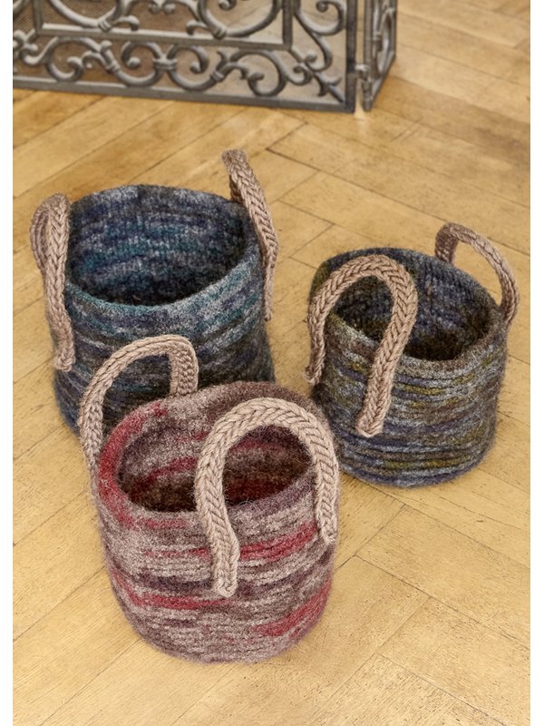 Lana Grossa FILZKORB IN FESTEN MASCHEN UND RELIEFSTÄBCHEN Feltro Color Mélange & Feltro