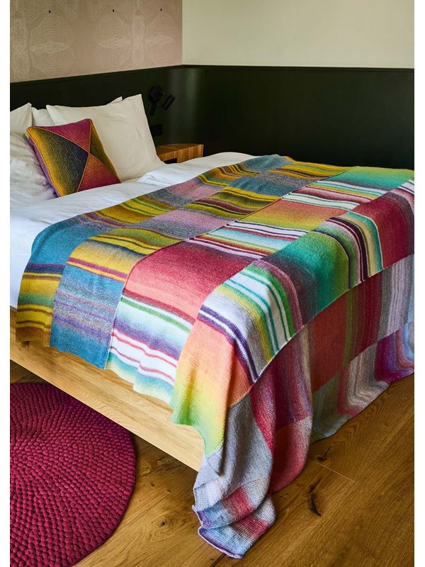 DECKE IN STREIFEN IM KAROMUSTER Gomitolo Magico & Gomitolo Versione & Gomitolo Arte & Gomitolo Fusione von Lana Grossa