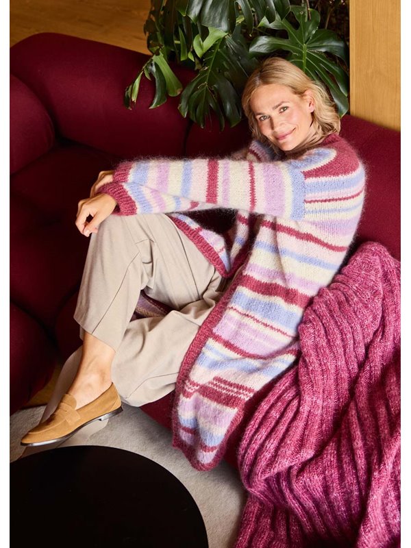 Lana Grossa MANTEL GLATT RECHTS IN STREIFEN Mohair Moda