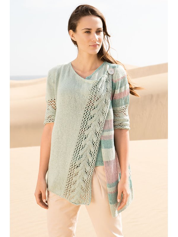 Lana Grossa JACKE MIT STREIFEN UND AJOURBORDÜREN Linarte/Secondo