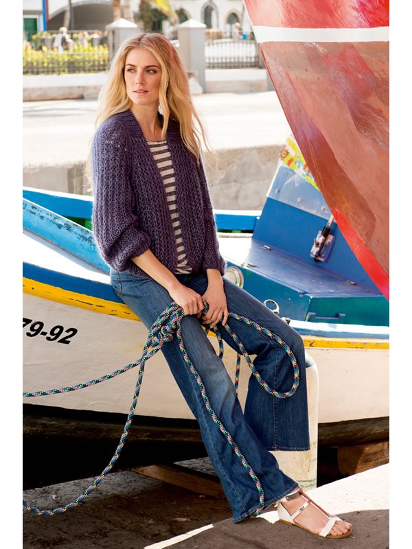 Lana Grossa RAGLANKURZJACKE IM HALBPATENTMUSTER Silkhair/Linarte