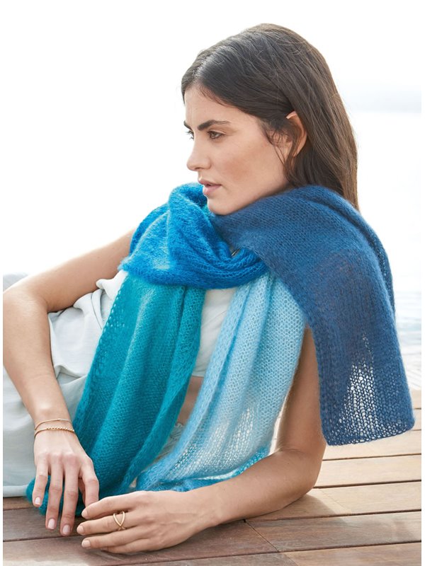 Lana Grossa DOPPELSCHAL MIT HEBEMASCHENRÄNDERN Silkhair