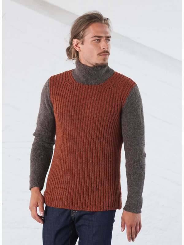 Lana Grossa HERRENPULLI MIT HALBPATENTMUSTER UND GLATT RECHTS Alta Moda Alpaca