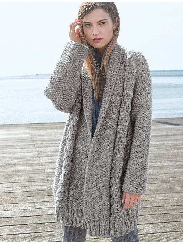JACKE IM PERLMUSTER MIT ZOPFSTREIFEN Lala Berlin Lovely Cotton von Lana Grossa