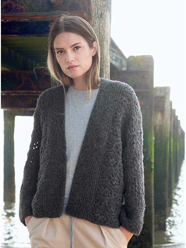 Lana Grossa QUERGESTRICKTE JACKE MIT AJOURMUSTER Brigitte No. 2