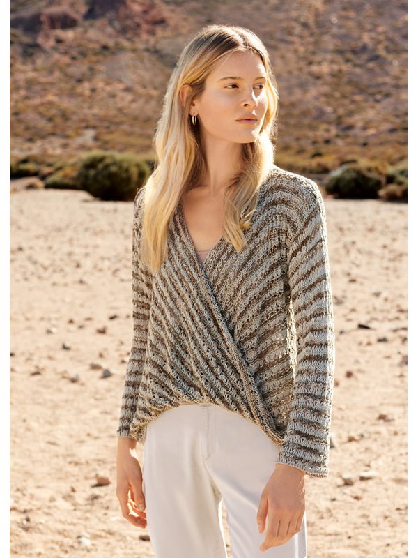 PULLI IM FALLMASCHENMUSTER Unico & Solo Lino von Lana Grossa