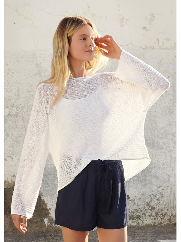 RAGLANPULLI IM QUERRIPPENMUSTER Capri von Lana Grossa